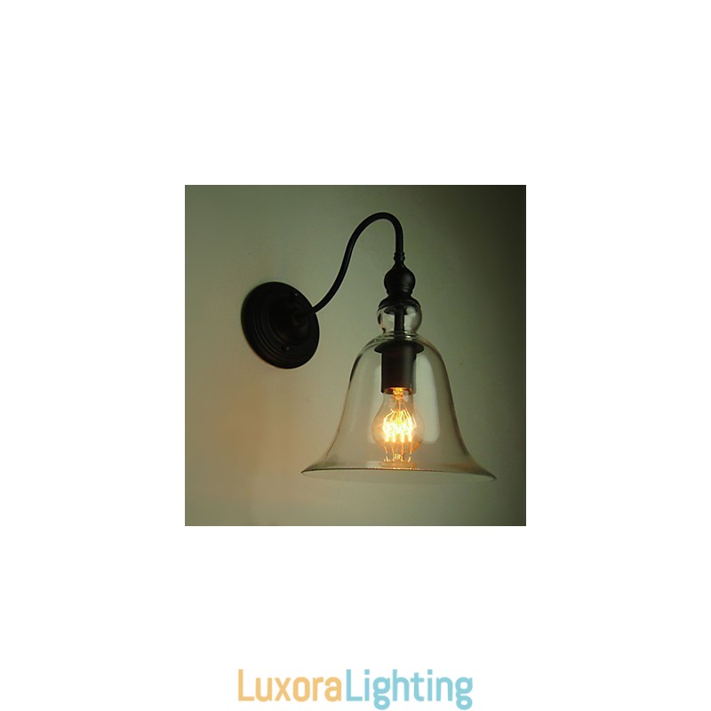 Designer Touch Decorative Vintage Wall Lamp One Light Steel and Glass