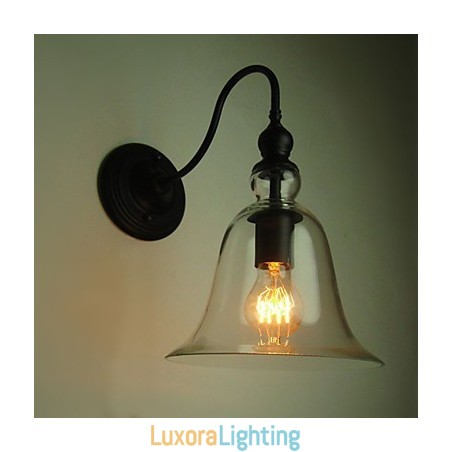 Designer Touch Decorative Vintage Wall Lamp One Light Steel and Glass