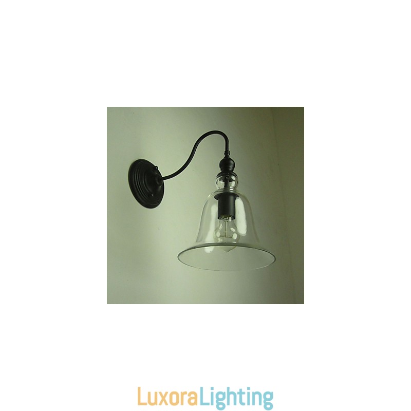 Designer Touch Decorative Vintage Wall Lamp One Light Steel and Glass