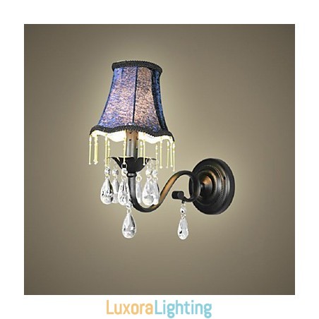 Designer Touch Decorative Crystal Wall Lamp With Fabric Lampshade Bestselling In Europe And US