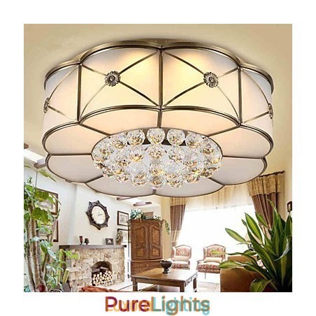 Designer Touch Decorative Traditional Classic Rustic Lodge Brass Metal Flush Mount