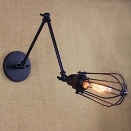 Designer Touch Decorative Style Bed Hotel Eestaurant Project Iron Arm Double Retro Vintage Black Belt Wall Lamp Switch