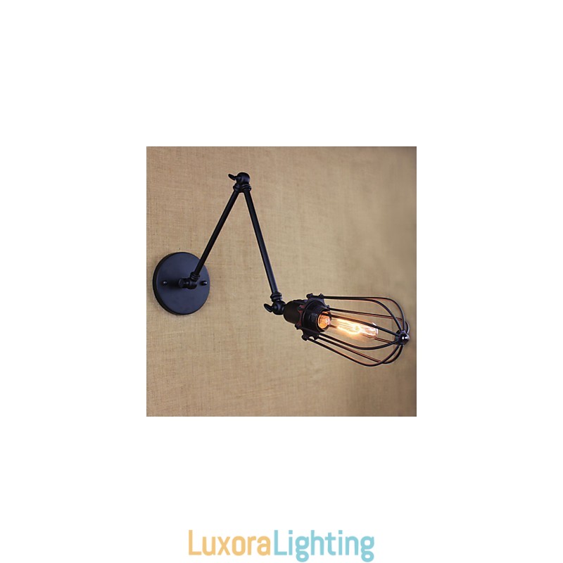 Designer Touch Decorative Style Bed Hotel Eestaurant Project Iron Arm Double Retro Vintage Black Belt Wall Lamp Switch