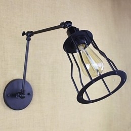 Designer Touch Decorative Style Bed Hotel Eestaurant Project Iron Arm Double Retro Vintage Black Belt Wall Lamp Switch