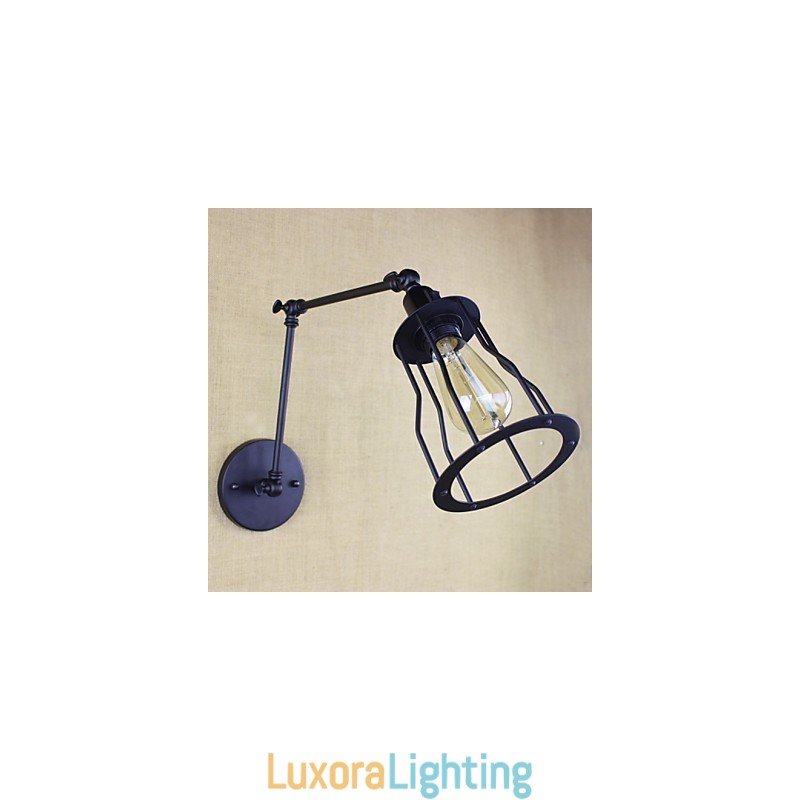 Designer Touch Decorative Style Bed Hotel Eestaurant Project Iron Arm Double Retro Vintage Black Belt Wall Lamp Switch