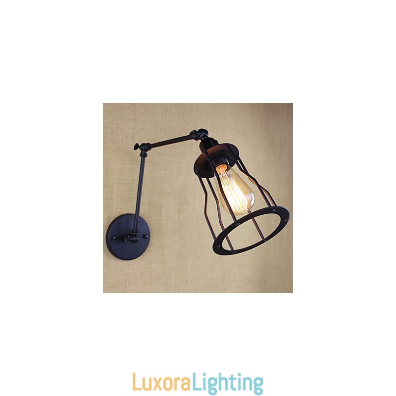 Designer Touch Decorative Style Bed Hotel Eestaurant Project Iron Arm Double Retro Vintage Black Belt Wall Lamp Switch