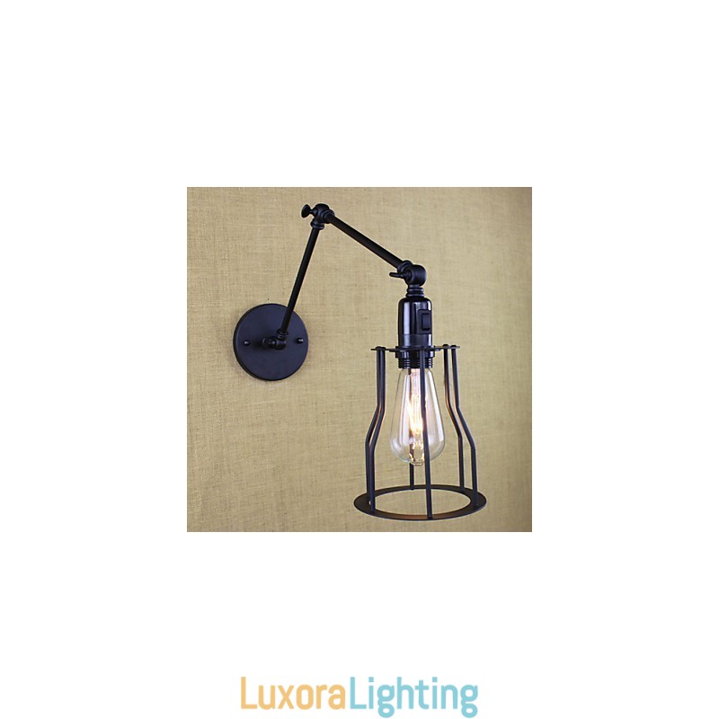 Designer Touch Decorative Style Bed Hotel Eestaurant Project Iron Arm Double Retro Vintage Black Belt Wall Lamp Switch