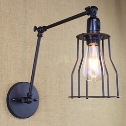 Designer Touch Decorative Style Bed Hotel Eestaurant Project Iron Arm Double Retro Vintage Black Belt Wall Lamp Switch