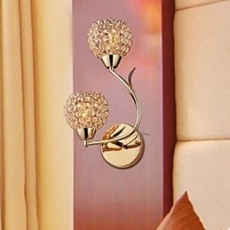 Designer Touch Decorative Contracted And Contemporary Golden Double Headed K9 Crystal Wall Lamp
