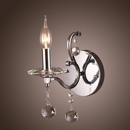 Designer Touch Decorative Silvery Crystal Wall Light with 1 Lights