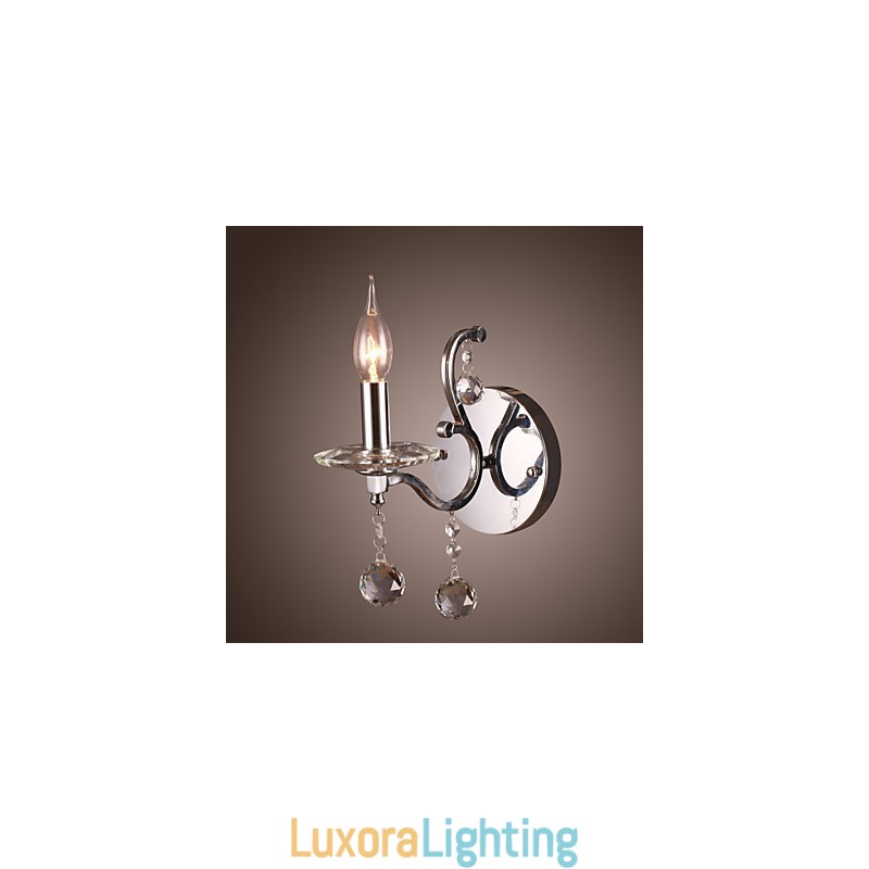 Designer Touch Decorative Silvery Crystal Wall Light with 1 Lights