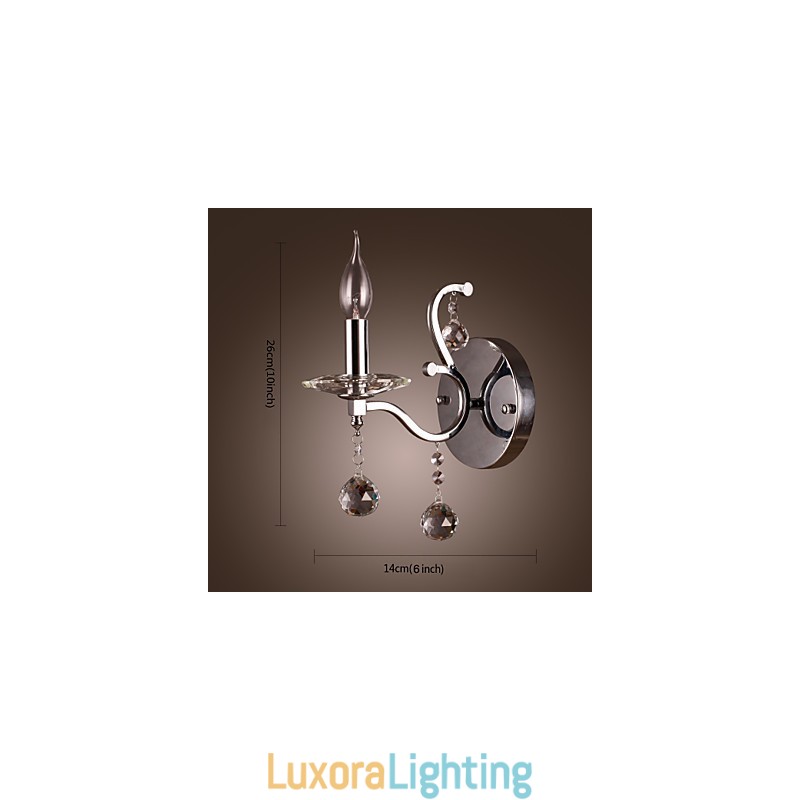 Designer Touch Decorative Silvery Crystal Wall Light with 1 Lights