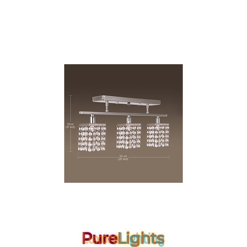 Designer Touch Decorative Linear Chandelier Island Light Crysal 3 Lights