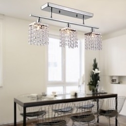 Designer Touch Decorative Linear Chandelier Island Light Crysal 3 Lights