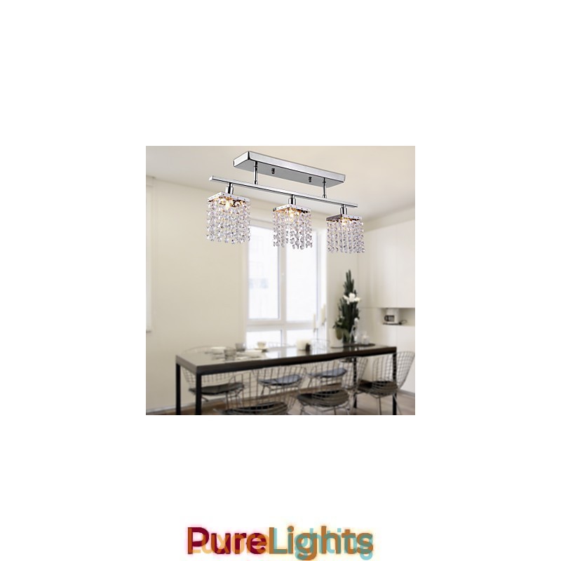 Designer Touch Decorative Linear Chandelier Island Light Crysal 3 Lights