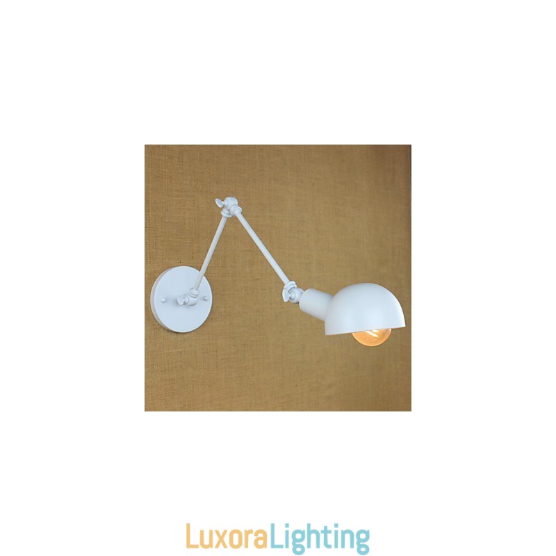 Designer Touch Decorative Modern White Long Arm Double Wrought Iron Wall Lamp Living Room Hallway Bedroom Bedside Study