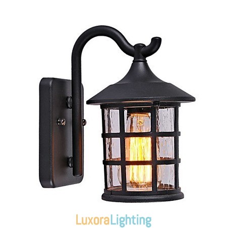 Designer Touch Decorative Antique Rustic Iron Waterproof Outdoor Wall Lamp Vintage Lantern Light Rusty Matte black Corridor Hallway Wall Sconce