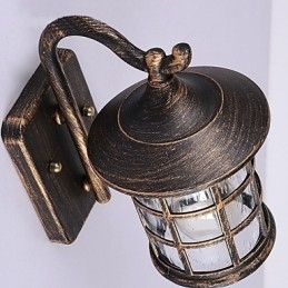 Designer Touch Decorative Antique Rustic Iron Waterproof Outdoor Wall Lamp Vintage Lantern Light Rusty Matte black Corridor Hallway Wall Sconce