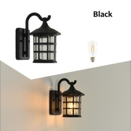 Designer Touch Decorative Antique Rustic Iron Waterproof Outdoor Wall Lamp Vintage Lantern Light Rusty Matte black Corridor Hallway Wall Sconce