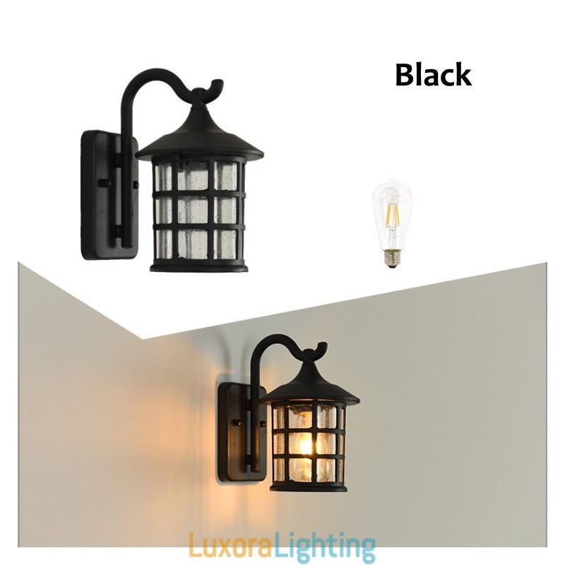Designer Touch Decorative Antique Rustic Iron Waterproof Outdoor Wall Lamp Vintage Lantern Light Rusty Matte black Corridor Hallway Wall Sconce