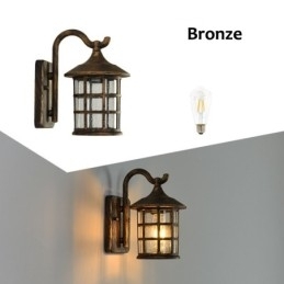 Designer Touch Decorative Antique Rustic Iron Waterproof Outdoor Wall Lamp Vintage Lantern Light Rusty Matte black Corridor Hallway Wall Sconce
