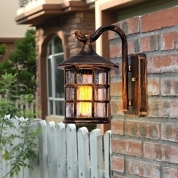Designer Touch Decorative Antique Rustic Iron Waterproof Outdoor Wall Lamp Vintage Lantern Light Rusty Matte black Corridor Hallway Wall Sconce