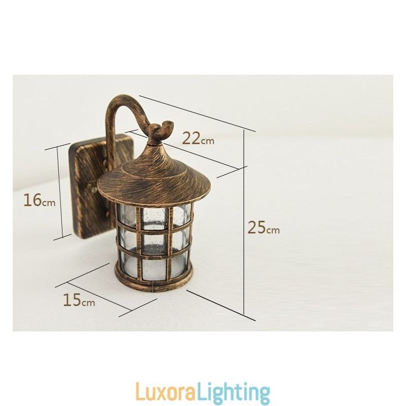 Designer Touch Decorative Antique Rustic Iron Waterproof Outdoor Wall Lamp Vintage Lantern Light Rusty Matte black Corridor Hallway Wall Sconce