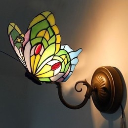 Designer Touch Decorative European Mediterranean Contracted Rural Creative Wrought Iron Wall Lamp Glass Lights