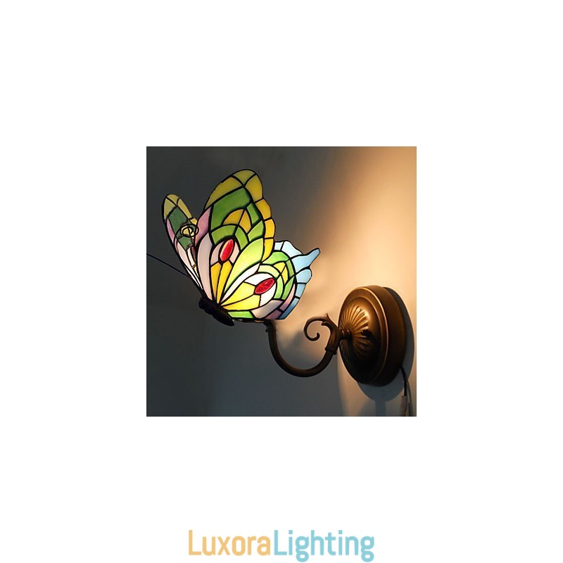 Designer Touch Decorative European Mediterranean Contracted Rural Creative Wrought Iron Wall Lamp Glass Lights