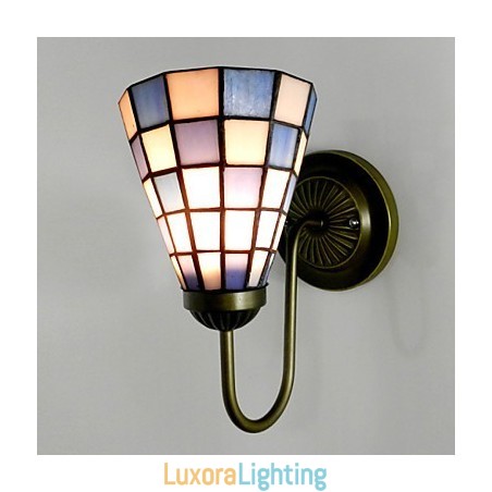 Designer Touch Decorative 15CM Contemporary And Contracted Stained Glass Lamp Wall Lamp Inn Blue And White Squares Lights