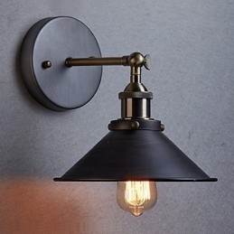 Designer Touch Decorative Industrial Vintage Edison Simplicity 1 Light Wall Mount Dining Room Study Room Office Hallway Metal Wall Sconce