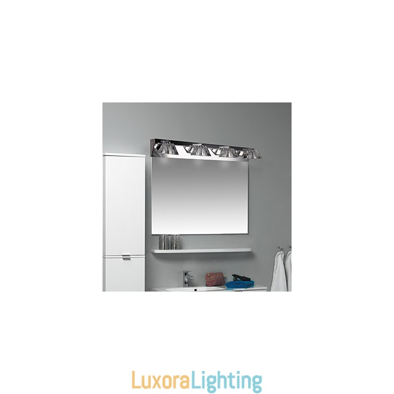 Designer Touch Decorative Modern Wall Light with Glass Shade 4 Lights Mirror Front