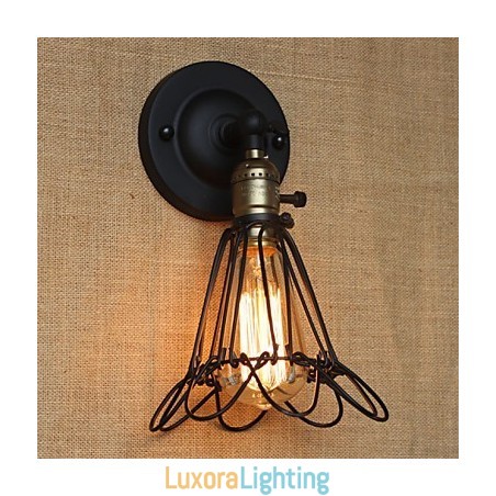 Designer Touch Decorative American Industrial Style Wall Sconce Iron Mesh Fence