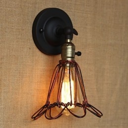 Designer Touch Decorative American Industrial Style Fence Iron Net Red Bronze Wall Sconce
