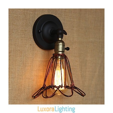 Designer Touch Decorative American Industrial Style Fence Iron Net Red Bronze Wall Sconce