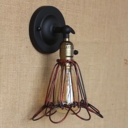 Designer Touch Decorative American Industrial Style Fence Iron Net Red Bronze Wall Sconce