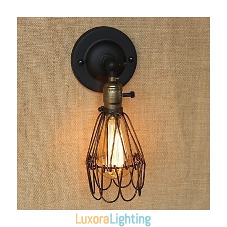 Designer Touch Decorative American Industrial Style Fence Rusty Iron Mesh Wall Sconce