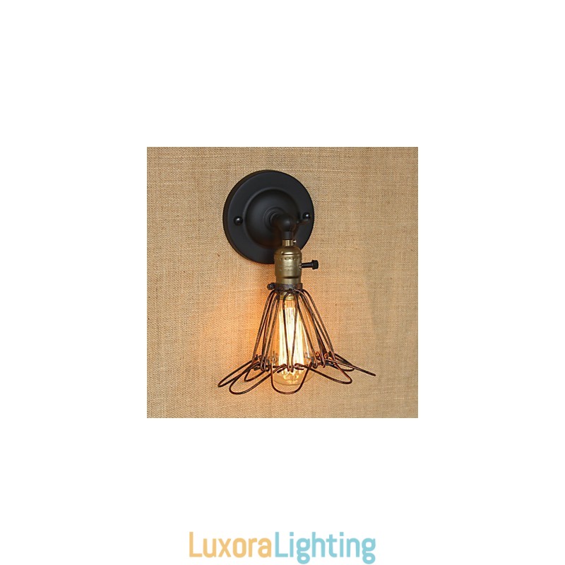 Designer Touch Decorative American Industrial Style Fence Rusty Iron Mesh Wall Sconce