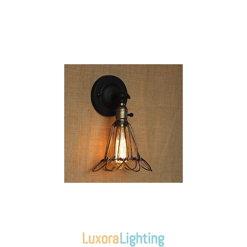 Designer Touch Decorative American Industrial Style Fence Iron Mesh Bronze Wall Sconce