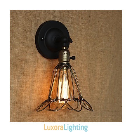 Designer Touch Decorative American Industrial Style Fence Iron Mesh Bronze Wall Sconce