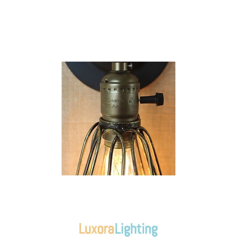 Designer Touch Decorative American Industrial Style Fence Iron Mesh Bronze Wall Sconce