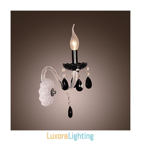 Designer Touch Decorative Black Crystal Wall Light with Candle Bulb
