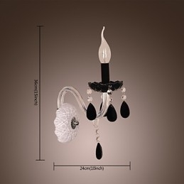 Designer Touch Decorative Black Crystal Wall Light with Candle Bulb