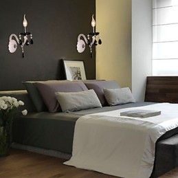 Designer Touch Decorative Black Crystal Wall Light with Candle Bulb