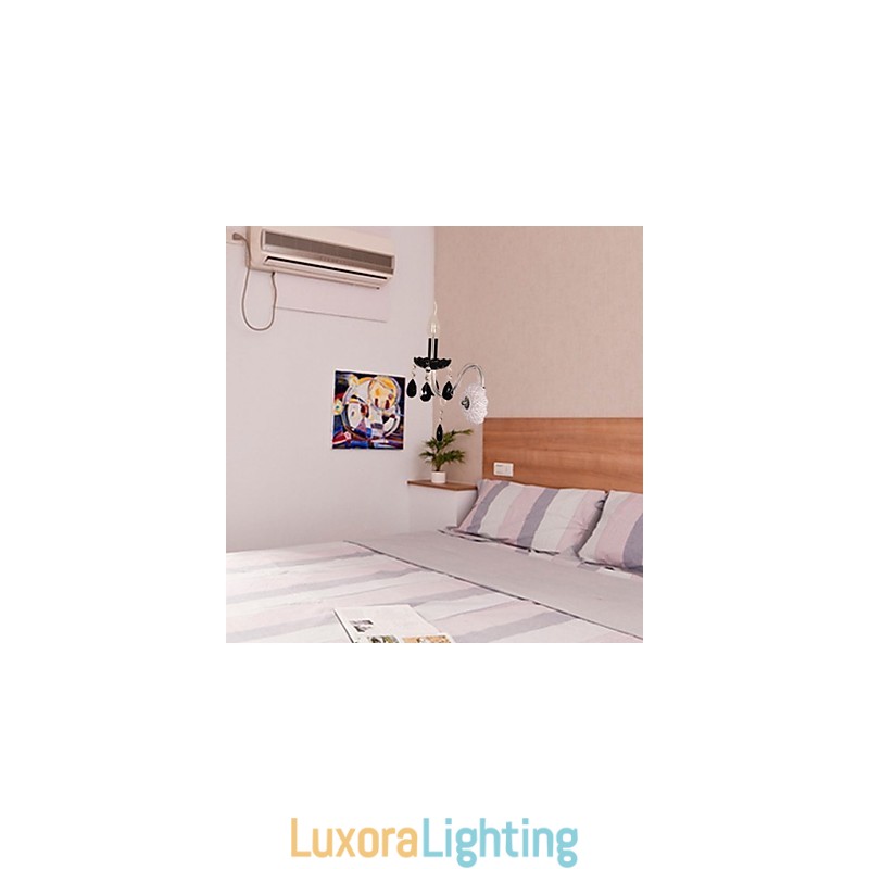 Designer Touch Decorative Black Crystal Wall Light with Candle Bulb