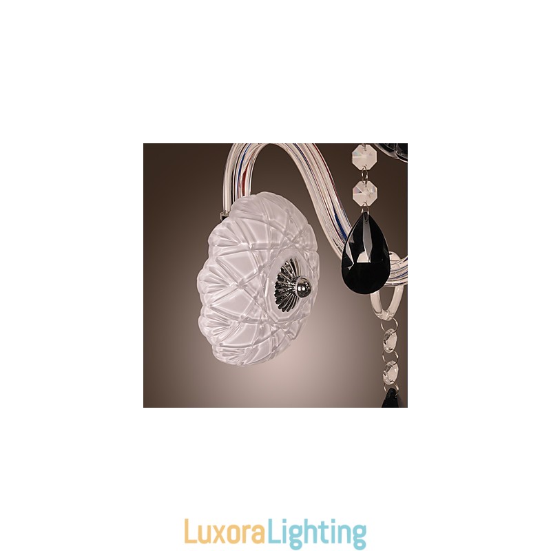 Designer Touch Decorative Black Crystal Wall Light with Candle Bulb