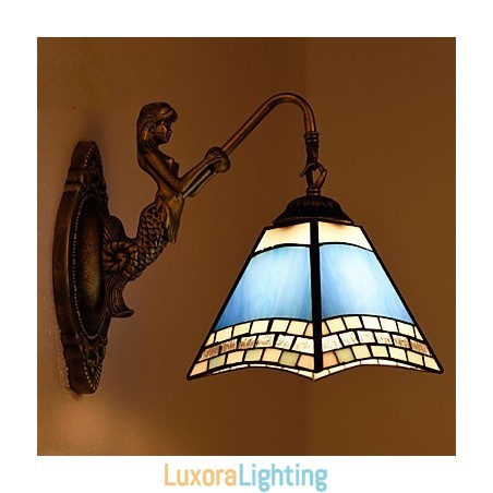 Designer Touch Decorative European Mediterranean Contracted Rural Creative Wrought Iron Wall Lamp Glass Lights