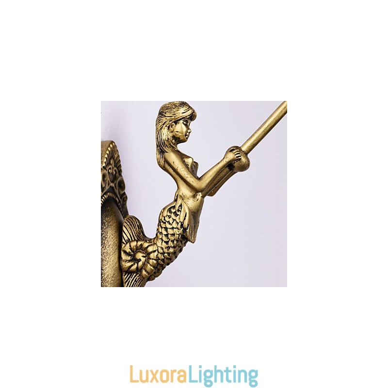 Designer Touch Decorative European Mediterranean Contracted Rural Creative Wrought Iron Wall Lamp Glass Lights