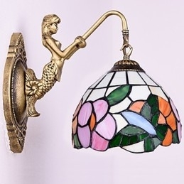 Designer Touch Decorative European Contracted Rural Creative Wrought Iron Wall Lamp Glass Lights