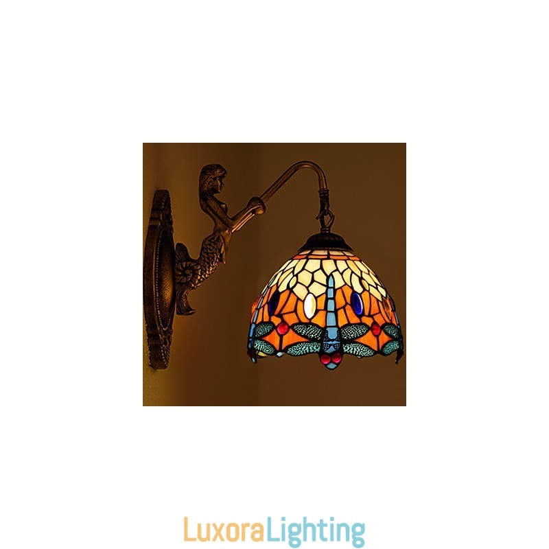 Designer Touch Decorative European Contracted Rural Creative Wrought Iron Wall Lamp Glass Lights